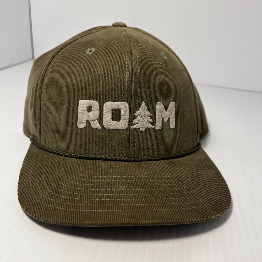 ROAM‎ Embroidered Corduroy Baseball Cap Olive Green Snapback Outdoor Style